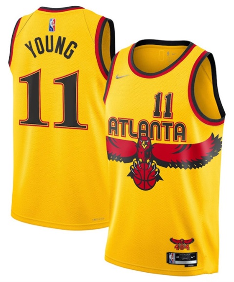 Mens Atlanta Hawks #11 Trae Young Yellow Stitched Game Jersey